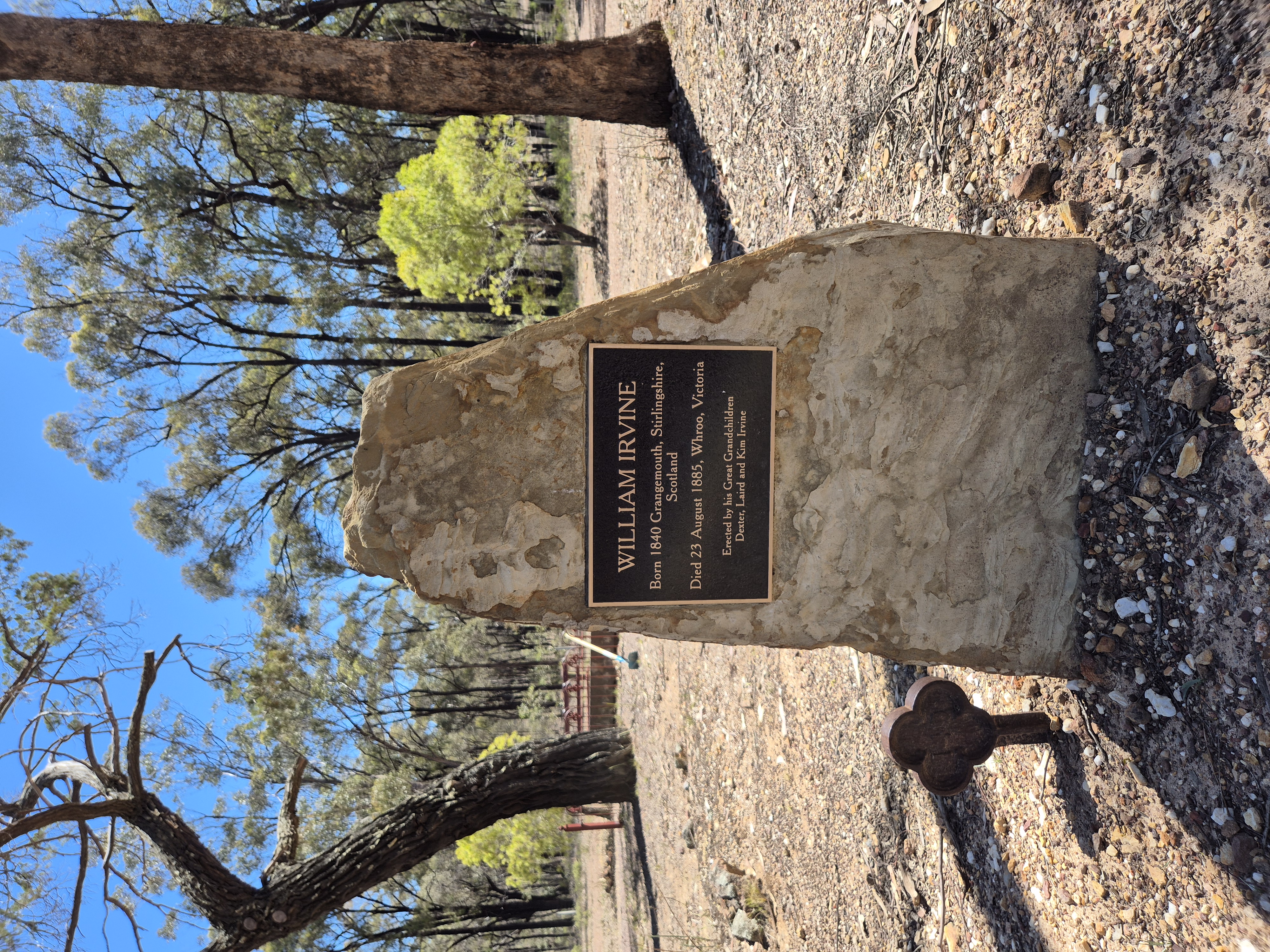 William Irvine's great grandchildren arranged this tribute in 2024, almost 140 years
after his death